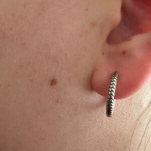 Pandora Textured Silver Hoop Earrings